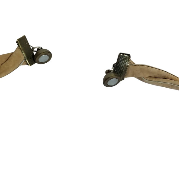 Artisan Leather Suede Floral Choker Green Brown Tan Flowers Magnetic Closure - Picture 5 of 14